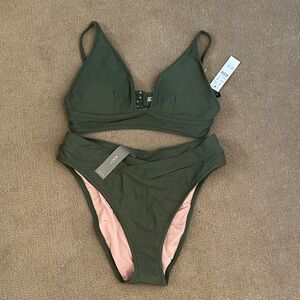 J. Crew Olive Green Two-Piece Bikini Set NWT